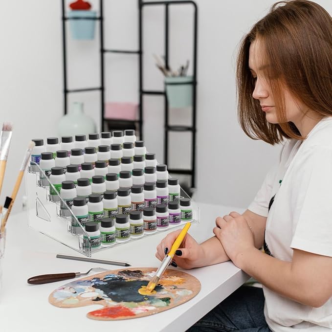 6 Layers Acrylic Paint Organizer, Painting Bottle Holder, Miniature Paint Holder, Craft Hobby Rack Shelf, Snap-on Design Easy Assembly Storage Rack for Citadel, Apple Barrel, Folkart -2oz Craft Paints