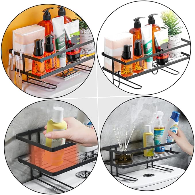 BESTOYARD 1 Set Bathroom Toilet Tank Storage Rack Elegant Over Toilet Shelf for Organizing Sundries Simple Design with Nail Fixers Bathroom Storage