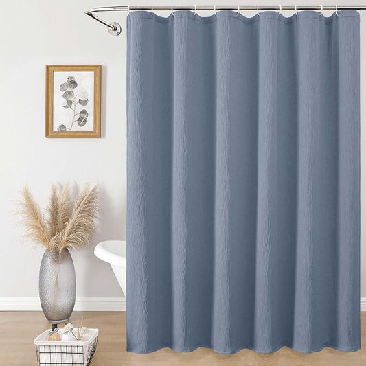 Aiyufeng Fabric Sky Blue Long Shower Curtain for Bathroom, 3D Textured Pattern Shower Curtain Hotel Spa Quality, Boho Bathroom Curtain Modern Style Soft Cloth Luxury, Machine Washable,72x84 Inches