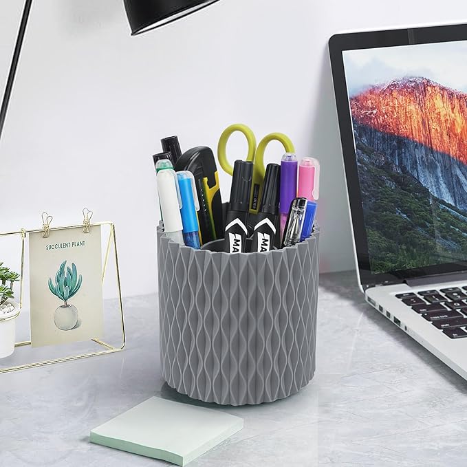 Makeup Brush Holder 360° Rotating Makeup Organizer 5 Slot Makeup Brushes Cup Pen Holder for Vanity Decor, Desk Storage Container, Bathroom Countertops,Large Capacity Cosmetic Display