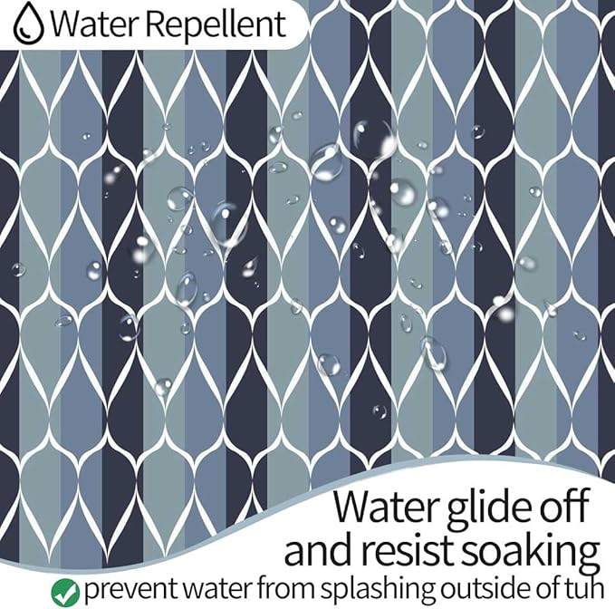 Blue Shower Curtain Modern Bathroom Shower Curtain Waterproof Fabric Machine Washable Shower Curtain Set 72 x 72 Inches