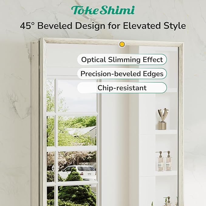 TokeShimi 24 x 32 Brushed Nickel Medicine Cabinet with Mirror, Assembly Required, Bathroom Mirror Medicine Cabinet Wall Mounted, Lightweight, Stepless Adjustable Shelves, Beveled Aluminum Frame