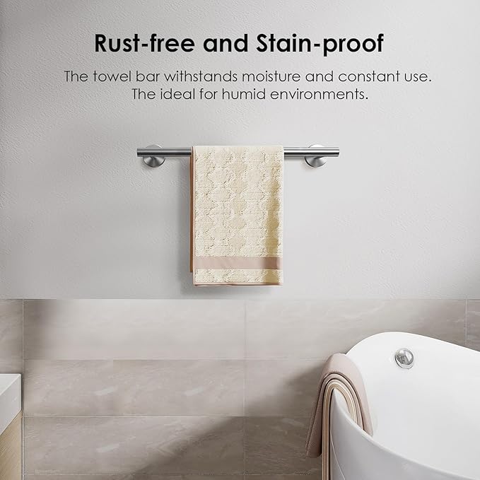 FORIOUS Towel Racks for Bathroom Wall Mounted, Stainless Steel Bathroom Towel Rack 11 Inch, Includes Wall Mounting Hardware (Brushed Nickel, Hanging Space 9-Inch)