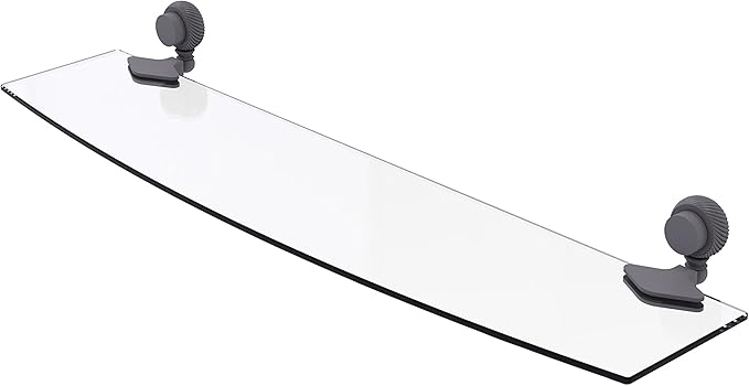 Allied Brass 433T/24 Venus Collection 24 Inch Twist Accents Glass Shelf, Matte Gray