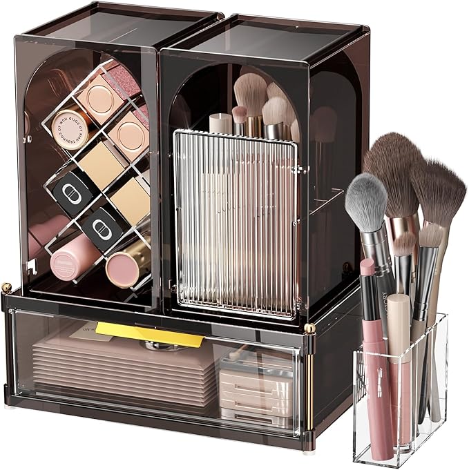Modular Makeup Organizer, Clear Acrylic Cosmetic Storage Box with Drawer, Vanity Countertop Organizer for Makeup, Skincare and Beauty Accessories – Multiple Styles