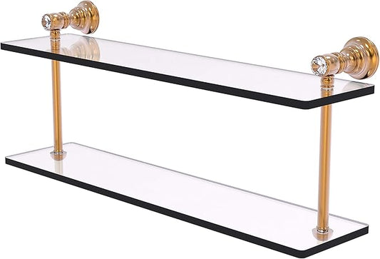 Allied Brass CC-2-22 Carolina Crystal Collection 22 Inch Two Tiered Glass Shelf, Brushed Bronze