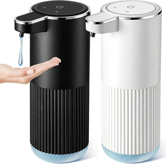 RYTOXILO Automatic Soap Dispenser, 2 Pack Black and White Touchless Liquid Soap Dispensers for Bathroom, 13.5 Fl Oz Plastic Electric Auto Dish Soap Dispenser Wall Mount for Kithcen