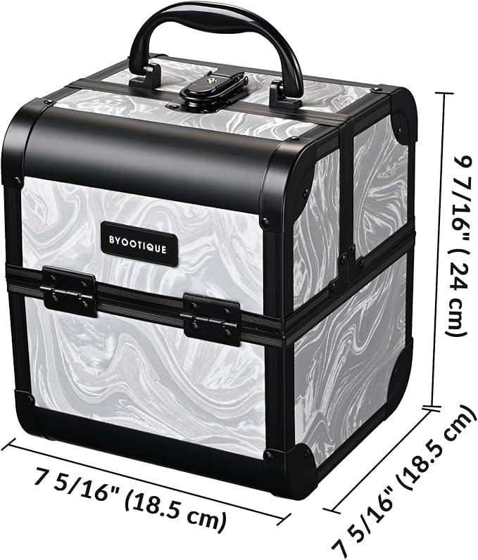 BYOOTIQUE 2-Piece Makeup Train Case Cosmetic Organizer Kit CB Graystone Artists