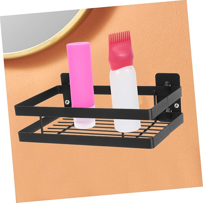 Mobestech Wall Mounted Bathroom Storage Rack Adhesive Iron Art Shelf for Bathroom Kitchen and Bedroom No Drill Organizer for Makeup Toiletries and Seasoning Modern Design