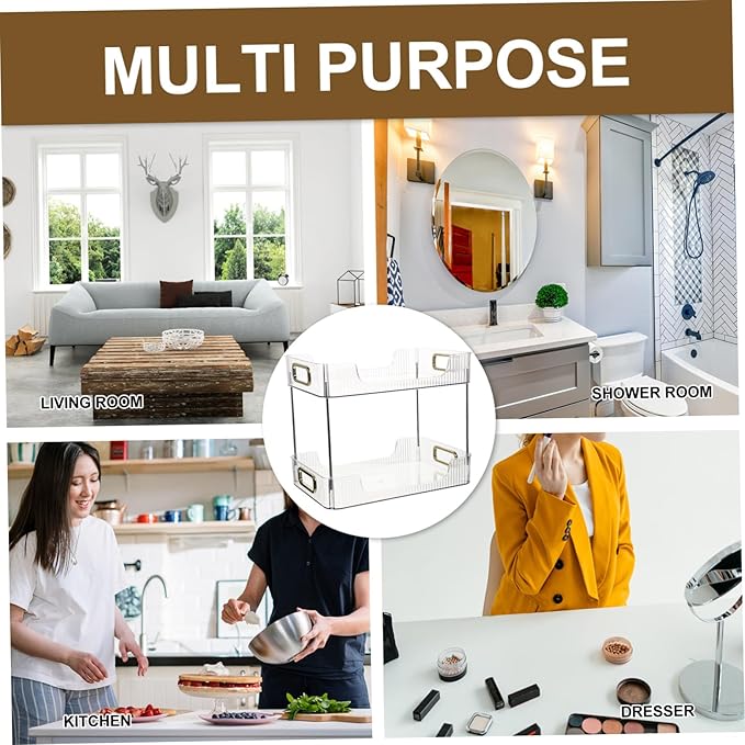 2-Tier Bathroom Countertop Organizer Vanity Holder Multi-Functional Toiletry Storage Rack for Makeup and Dresser Space-Saving Bathroom Shelf