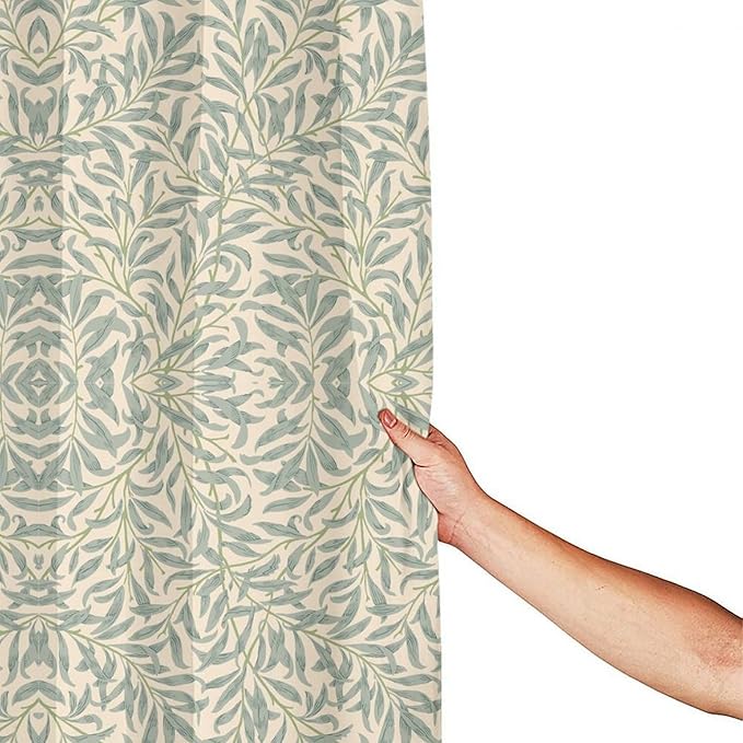 Vintage Botanical Shower Curtain William Morris Designs Green Jungle Fruit Print Shower Curtain Set Polyester Interior Waterproof Shower Curtain with 12 Hooks 72x72 Inches(183x183cm)