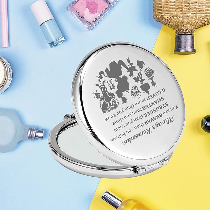 KEYCHIN Frog Princess Pocket Mirror Princess Fairytale Fans Gifts Always Remember You are Braver Stronger Smarter Than You Think Compact Makeup Mirror (Frog Princess Mirror-S)