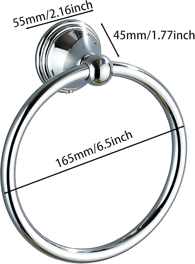 Towel Ring for Bathroom,Chrome Hand Towel Holder 1 Pack, Bathroom Accessories and Towel Racks for Bathroom Wall Mount