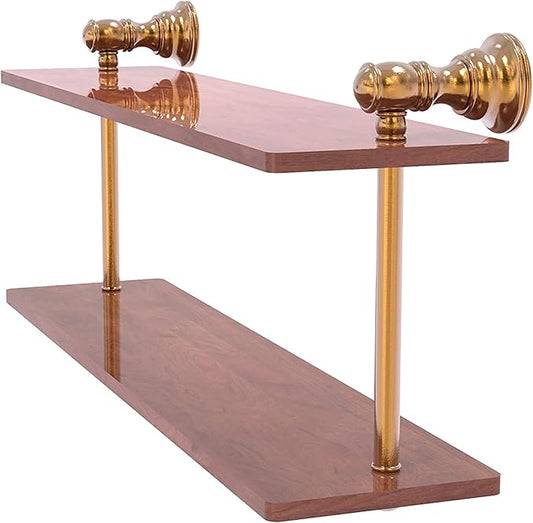 Allied Brass CL-2-16-IRW Carolina Collection 16 Inch Two Tiered Wood Shelf, Brushed Bronze