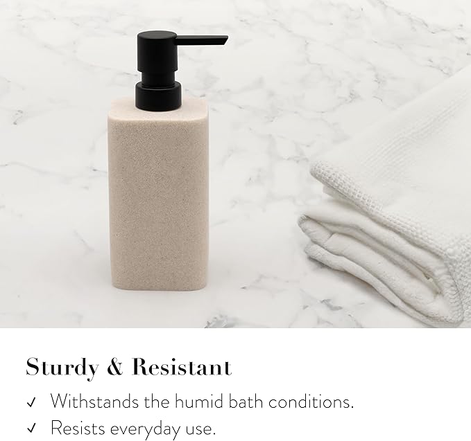 ZCCZ Bathroom Accessory Sets, 4 Pieces Bathroom Accessories Complete Set Vanity Countertop Accessory Set Marble Look, Includes Lotion Dispenser Soap Pump, Tumbler, Toothbrush Holder and Tray (Beige)
