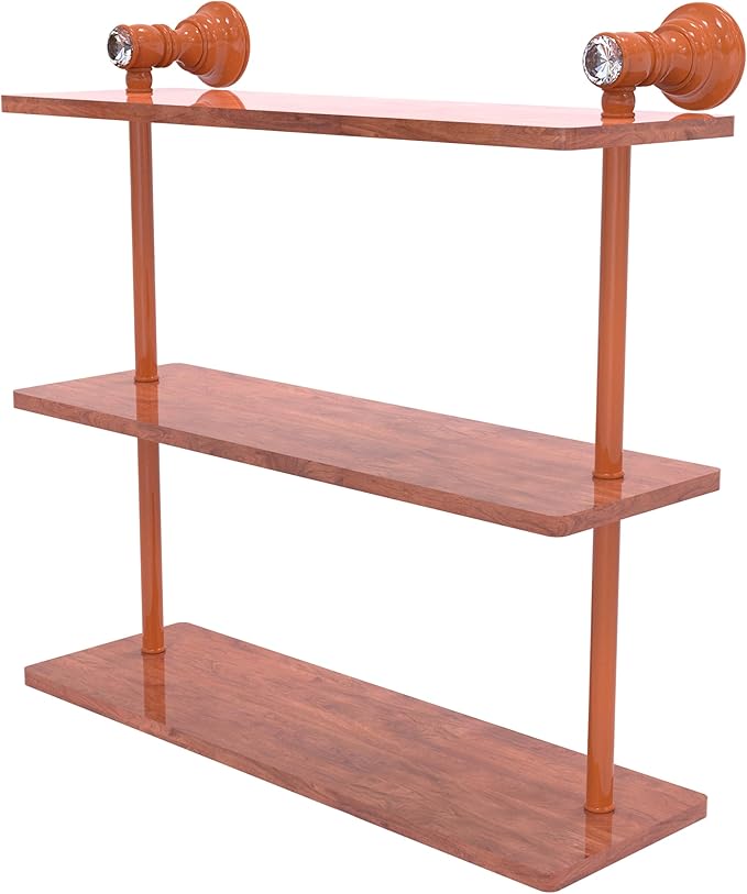 Allied Brass CC-5-16-IRW-ASP Carolina Crystal Collection 16 Inch Triple Wood Shelf, Autumn Sparkle