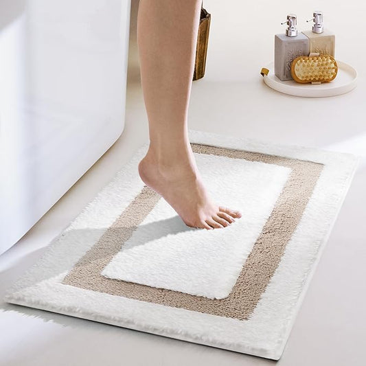 GRANNY SAYS Microfiber Bathroom Rugs Non Slip Washable, Water Absorbent Bathroom Mats for Tub, Soft Bath Mats for Bath Floor & Shower, Bath Rug, 16" x 24", Khaki Bath Rugs