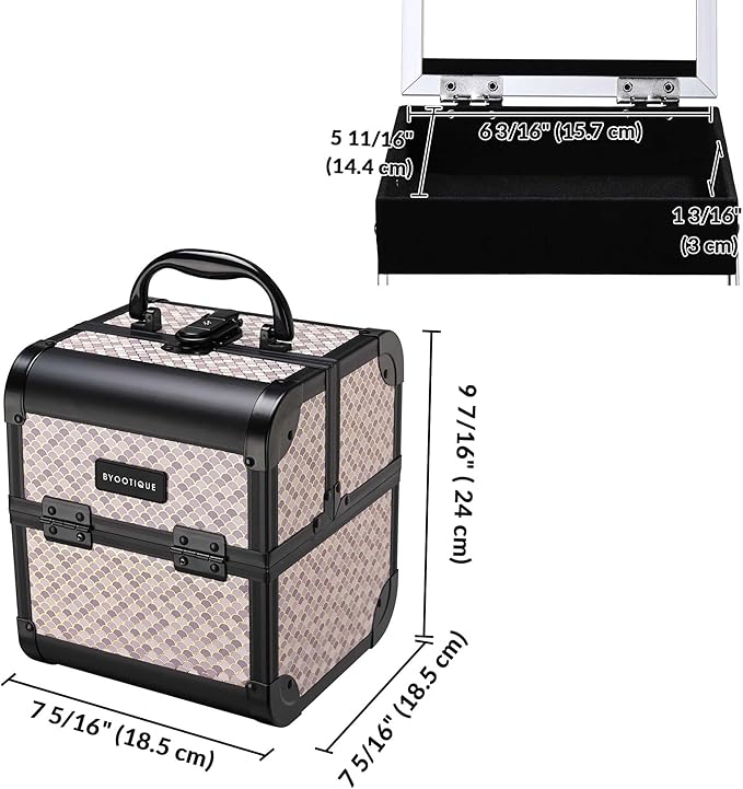 BYOOTIQUE 2-Piece Makeup Train Case Cosmetic Organizer Kit Art Deco Graphite