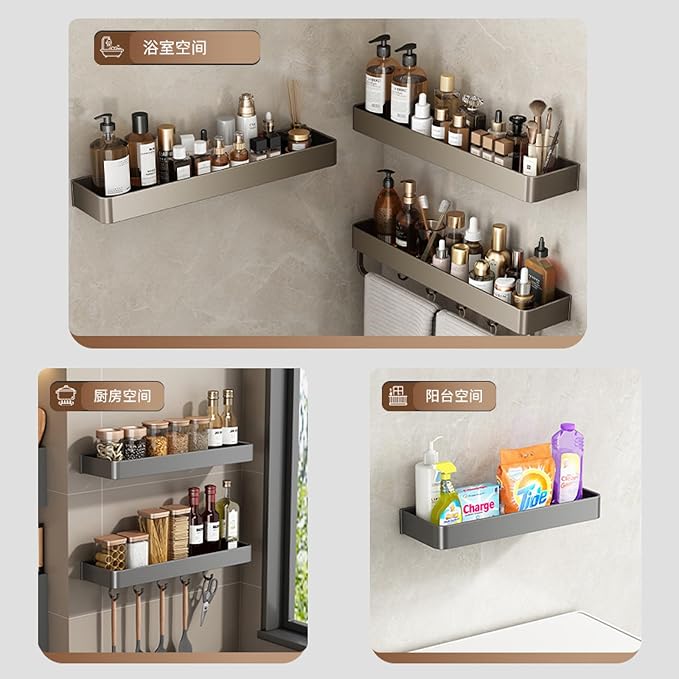 Bathroom Shelf washbasin Toilet Balcony Storage, Double Layer 30cm (Single Layer + with Hook)