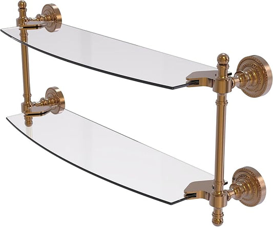 Allied Brass RD-34/18-BBR Retro Dot Collection 18 Inch Two Tiered Glass Shelf, Brushed Bronze