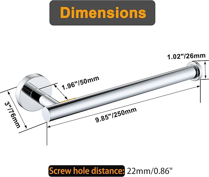 Hand Towel Holder for Bathroom, Chrome Polished Hand Towel Bar, SUS304 Stainless Steel Hand Towel Hanger, Wall Mounted Small Hand Towel Ring, 9 Inch Round Heavy Duty Towel Rack for Bathroom, Kit
