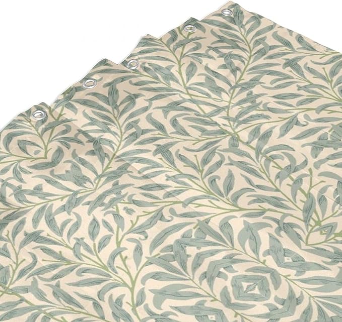 Vintage Botanical Shower Curtain William Morris Designs Green Jungle Fruit Print Shower Curtain Set Polyester Interior Waterproof Shower Curtain with 12 Hooks 66x72 Inches(168x183cm)