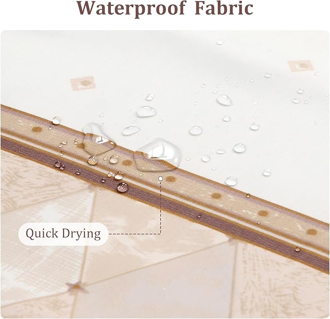 Long Fabric Shower Curtain， Modern Beige Brown Stripe Pattern, Decorative Cloth Bathroom Curtain，78" W x 78" H