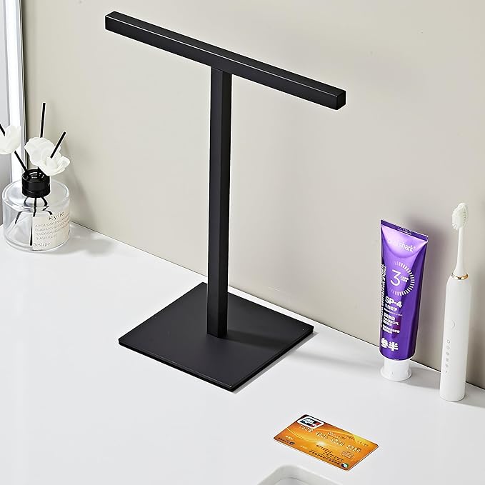 Bathroom Hand Towel Holder Stand???T-Shape Hand Towel Holder Stand SUS304 Stainless Steel for Bathroom???Kitchen or Vanity Countertop