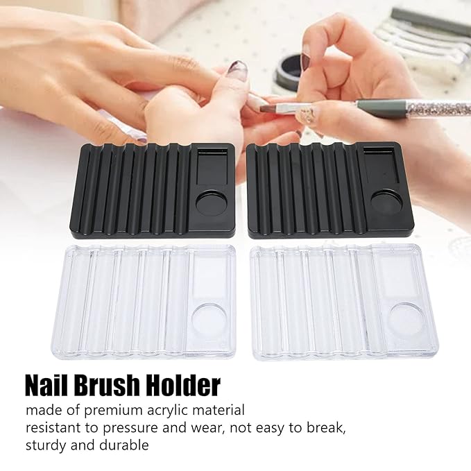 Nail Pen Rack, 4pcs Nail Pen Holder, Nail Brush Holder, Multifunction Nail Brush Rack Organizer with 5 Grid, Pen Container for Manicure Tool