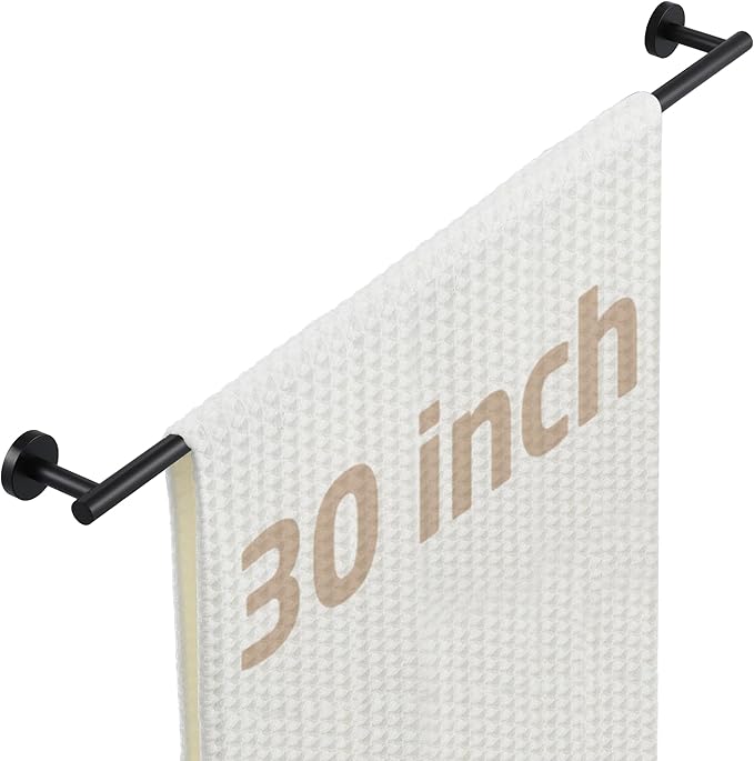 KES Bath Towel Rack Black Towel Bar for Bathroom, Towel Holder Wall Mount 18/8 Stainless Steel Matte Black, Total Length 30 Inch, A2000S76B-BK