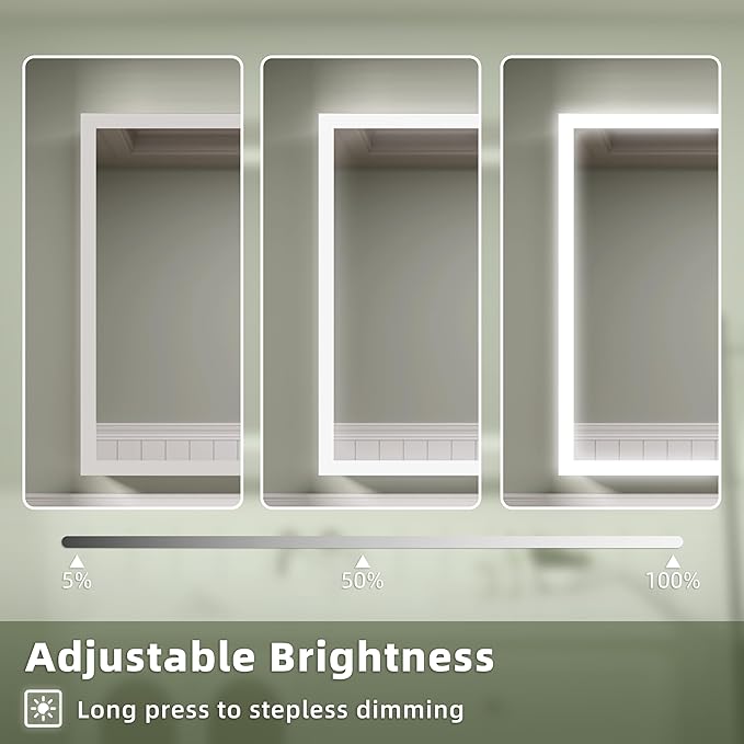LED Medicine Cabinet Mirror with Lights, 24x30 Inch Bathroom Storage, Recessed/Wall Mount, Plug-in/Hardwired, 3 Color Dimmable Light, Anti-Fog, Time Temp Display, Right Hinge