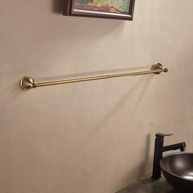 Leyden Antique Brass Towel Bar, Adjustable Towel Holder Rod Brass Towel Rack Bathroom Accessories Wall Mount