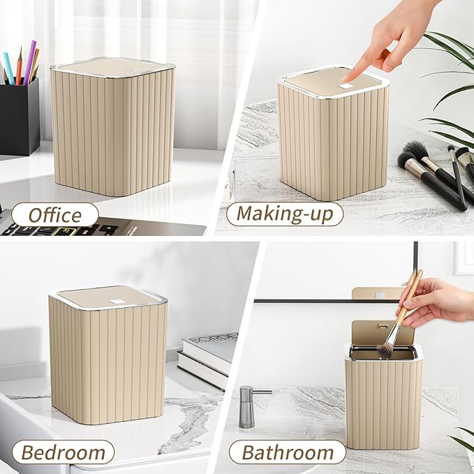 Bathroom Accessory Set - Bathroom Set, 27PC Bathroom Accessories Set, Beige Bathroom Sets with Shower Curtain and Rugs, Mini Trash Can, Toilet Brush, Trash Can & Soap Dispenser