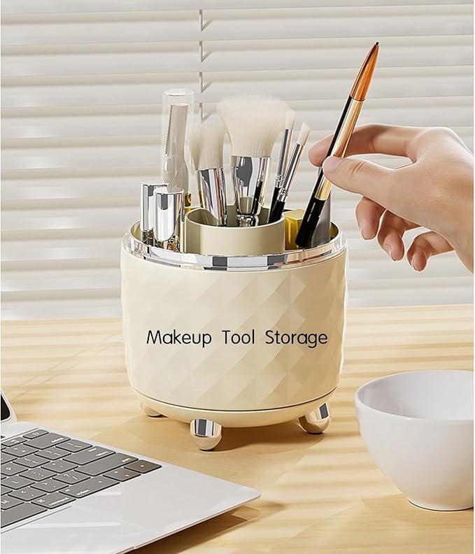 360?? Rotating Makeup Organizer, Spinning Cosmetic Storage Tower with 5 Shelves, for Desktop Vanity Organizer, Bathroom and Stationery (White)