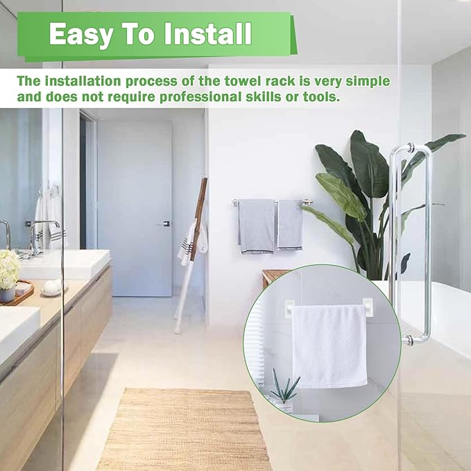 2 Pcs Mid Century White Porcelain Bathroom Towel Bar Set Bracket Modern Towel Bar Rod Rack Ceramic Tile Retro Towel Holder for Vintage Style Bathroom Accessories