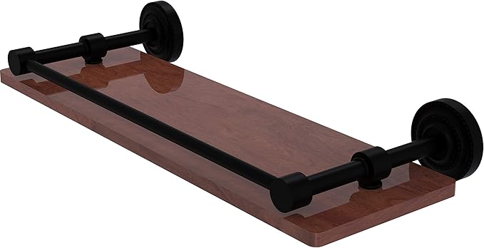 Allied Brass DT-1-16-GAL-IRW Dottingham Collection 16 Inch Solid IPE Ironwood Gallery Rail Wood Shelf, Matte Black