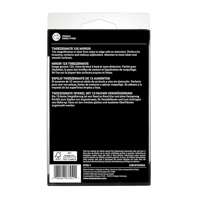 Tweezerman Tweezermate 12x's Magnification Mirror, Black