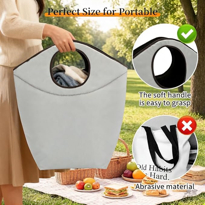 Foldable Storage Hamper Bag,Soft Padded Handle, Multi-Purpose Oxford Fabric Laundry Basket, Collapsible Storage Bag for Home, Bedroom, Dormitory, Travel & Outdoor 90L