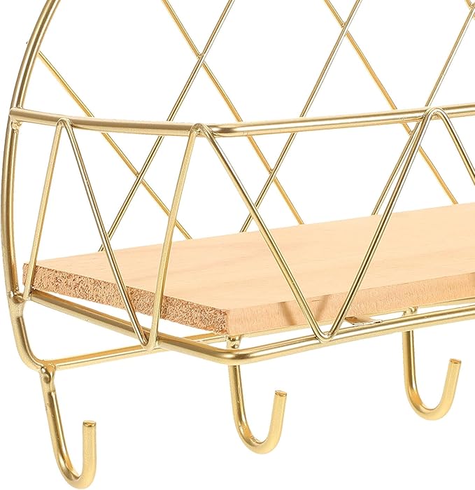 HOMSFOU Wall Mounted Bathroom Storage Rack with Hooks Metal Wall Shelf for Toilet and Sundries Organization No Drilling for Small Space