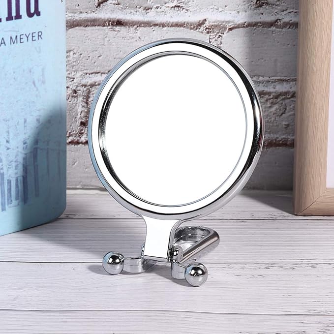 Sonew Double-Sided Magnifying Cosmetic Mirror 10x Portable Handheld Folding Makeup Mirror for Bathroom Dressing Shaving Traveling(Silver)