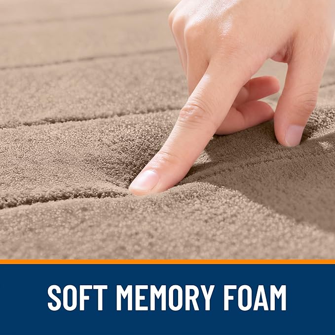 OLANLY Memory Foam Long Bathroom Rugs Runner 47x24, Super Soft Absorbent Bath Mat, Quick Dry, Machine Washable Shower Floor Rugs, Bathmat Carpet, Bathroom Home Decor Accessories, Tan