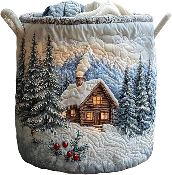 Cute Cat Quilted Laundry Basket with Handles, Boho Floral Fabric Quilted Laundry Basket, Large Soft Collapsible Storage Hamper for Nursery, Bedroom, Bathroom, Clothes & Toy Organization (#04)
