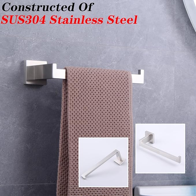 GERZWY Brushed Stainless Steel Towel Ring Bathroom Hardware Hand Towel Holder for Bath Kitchen Garage Heavy Duty Wall Mounted FG1606-LS
