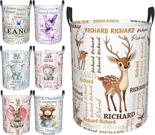 Custom Name Laundry Hamper, Personalized Laundry Baskets with Name for Boys Girls Women Men, Customized Collapsible Dirty Clothes Hamper Easy Storage Gifts for Bedroom Bathroom Living Room