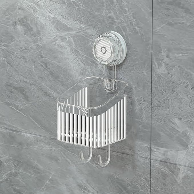 Powerful Suction Cup Bathroom Shelf Wall Mounted Rack Storage Basket Makeup Tool Stand