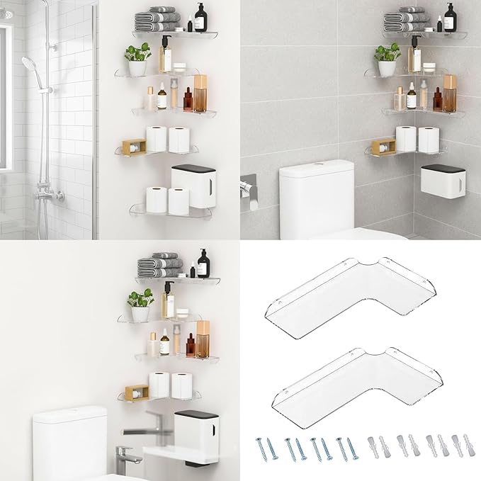 Long-Lasting Acrylic Corner Shelf for Bathroom Kitchen Living Room Storage Living Shelf