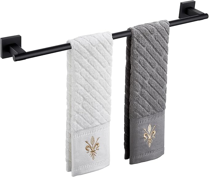 Suyar Matte Black Towel Bar, SUS304 Stainless Steel Bathroom Towel Holder, 23.5 Inches, Wall Mounted