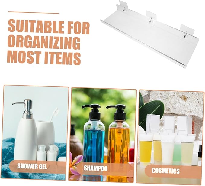 FRCOLOR Acrylic Floating Bathroom Shelves No Drill Wall Storage Rack Space Saving Corner Organizer
