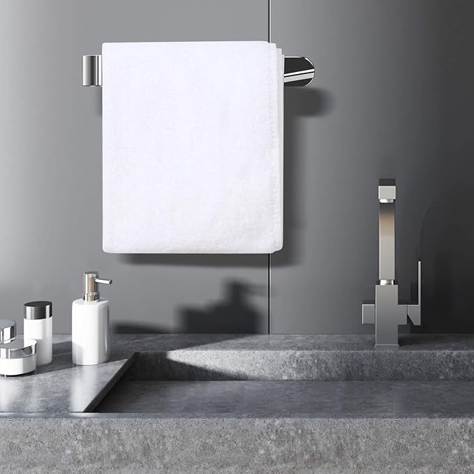 HouseAid Self Adhesive Hand Towel Holder for Bathroom, Stainless Steel Adhesive Towel Bar, No Drilling Modern Hand Towel Hanger, Polished Chrome