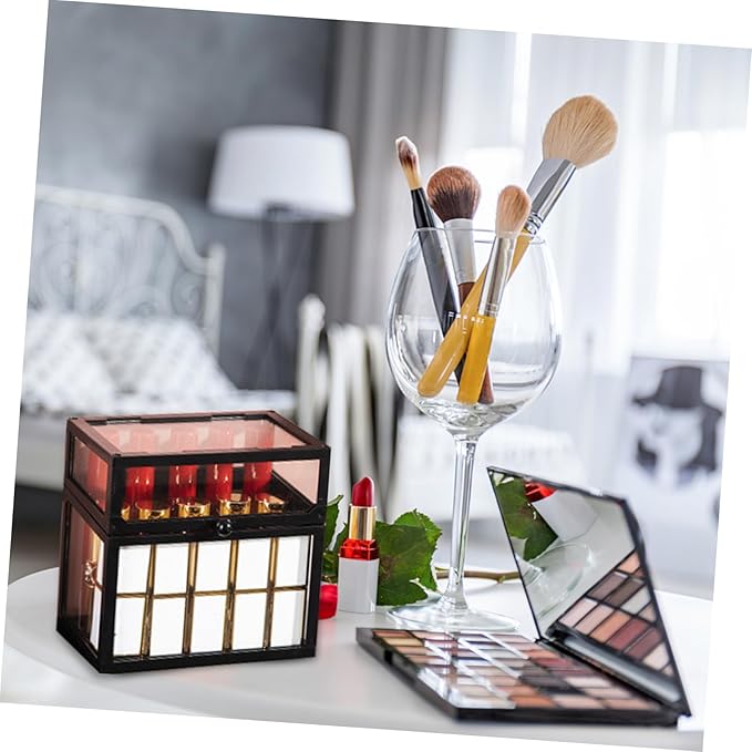 Lipstick Holder Plastic Lip Gloss Organizer Makeup Organizer Lipstick Display Stand with Lid Black